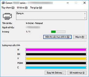 hình: Màn hình trạng thái Canon IJ