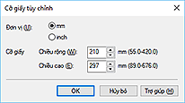 hình: Hộp thoại Cỡ giấy tùy chỉnh