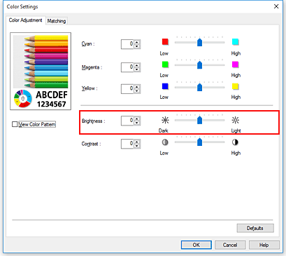 figure:Brightness in the Manual Color Adjustment dialog box