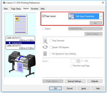 Figura: Seleccione Editar utilizando PosterArtist en Disposi. Página