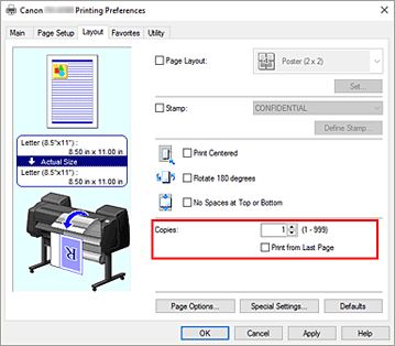 Imagen: Copias de la ficha Configurar página