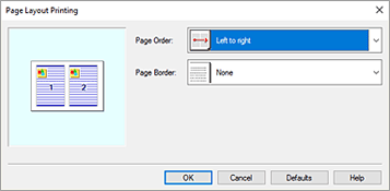 figura: Finestra di dialogo Stampa layout di pagina