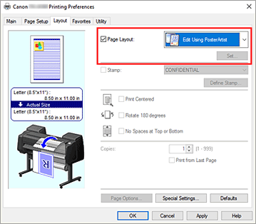 Figura:Selezionare Modifica con PosterArtist in Layout pagina