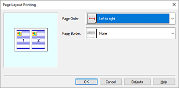 figure:Page Layout Printing dialog box