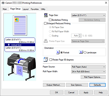 figure:Page Setup Tab