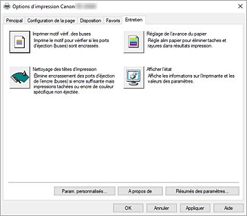 figure : onglet Entretien