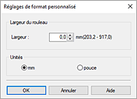 figure : Réglages de format personnalisé - boîte de dialogue