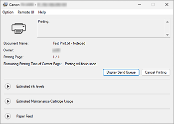 figure:Canon IJ Status Monitor