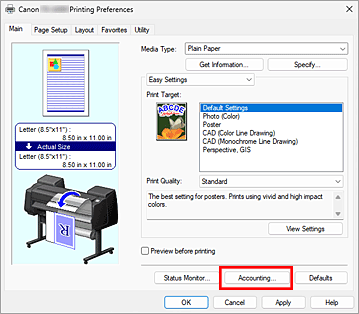 figure:Select Accounting... on the Main tab