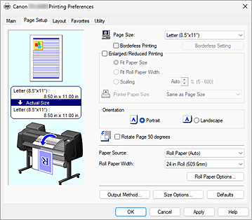 figure:Page Setup Tab