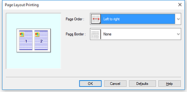 figure:Page Layout Printing dialog box