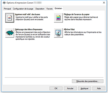 figure&nbsp;: Onglet Entretien