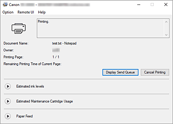 Abbildung: Canon IJ-Statusmonitor