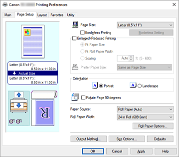 figure:Page Setup Tab