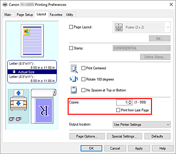 Imagen: Copias de la ficha Configurar página