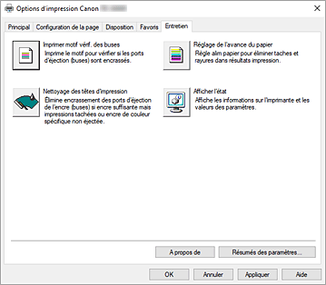 figure : onglet Entretien