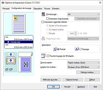 figure&nbsp;: Onglet Configuration de la page
