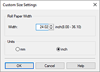 figura:Caixa de diálogo Configurações de tamanho personalizado