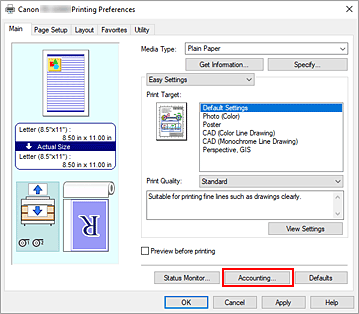 figure:Select Accounting... on the Main tab