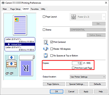 Imagen: Copias de la ficha Configurar página