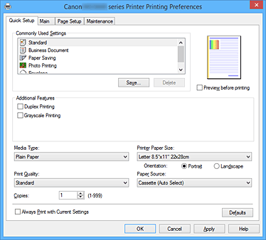 pav.: greitosios sąrankos skirtukas