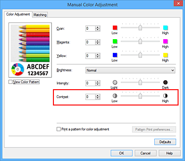 фигура: &bdquo;Contrast balance&rdquo; в диалоговия прозорец &bdquo;Manual Color Adjustment&rdquo;