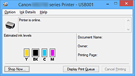 Obrázok: aplikácia Monitor stavu tlačiarne Canon IJ