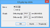 hình: Hộp thoại Cỡ giấy tùy chỉnh