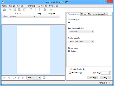 hình: Xem trước Canon IJ XPS