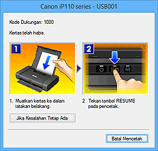 gambar: Tampilan Kesalahan Monitor Status Canon IJ