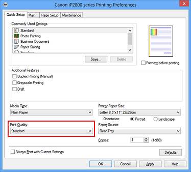 figura:Print Quality din fila Quick Setup