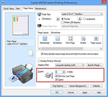 Imagen: Copias de la ficha Configurar página