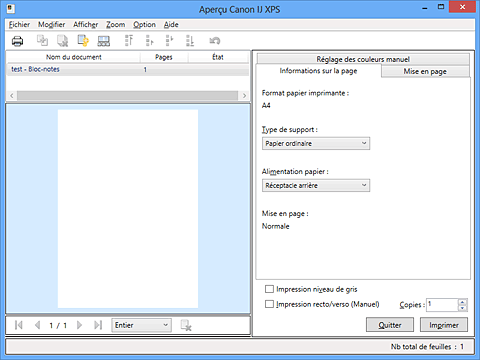 figure : Aperçu Canon IJ XPS