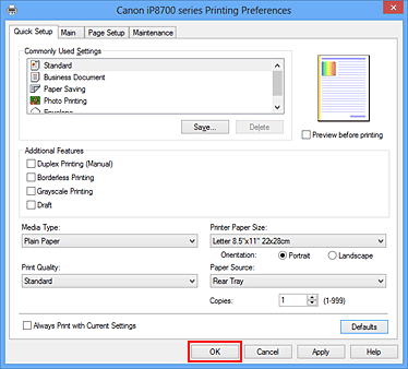 slika: stavka U redu na kartici Brza postava