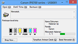 gambar: Monitor Status Canon IJ