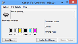 afbeelding: Canon IJ-statusmonitor