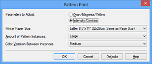 figure:Pattern Print dialog box