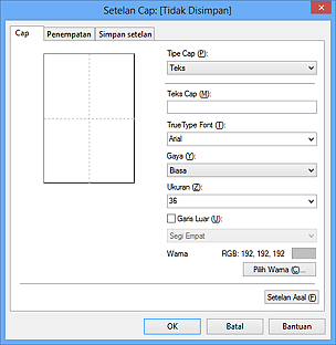 gambar: Kotak dialog Setelan Cap