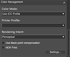 figure: General Settings tab (Color Management)