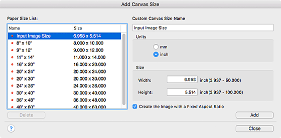 figure: Add Canvas Size dialog