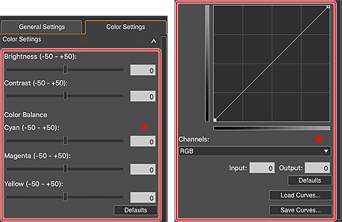 Imagen: Pestaña Configuración de color (Configuración de color)