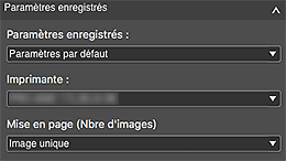 figure : Zone Paramètres enregistrés