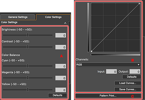 figure: Color Settings tab (Color Settings)