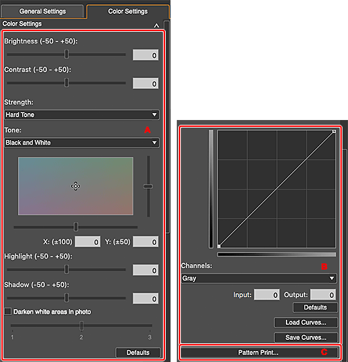 figure: Color Settings tab (Color Settings)