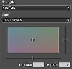 Imagen: Espacio de ajuste del tono de color blanco y negro