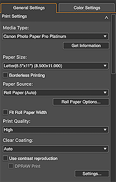 figura: scheda Impostazioni generali (Imp. stam.)