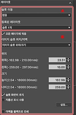 그림: [일반 설정] 탭(레이아웃)