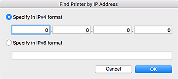 figure: Find Printer by IP Address dialog