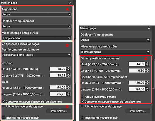 figure : Onglet Paramètres généraux (Mise en page)