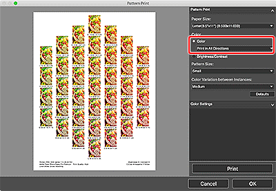 그림: [패턴 인쇄] 창
